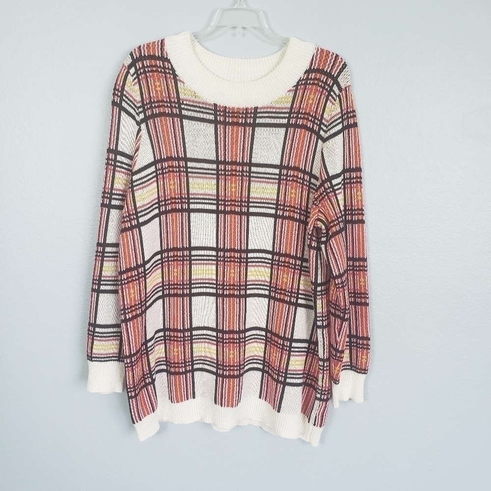 Woman Within Plaid Tunic Sweater Sz 14/16